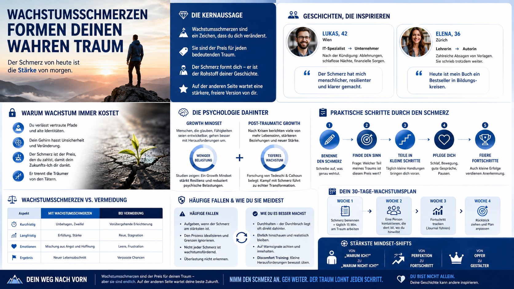 Infografik Wachstumsschmerzen formen deinen wahren Traum
