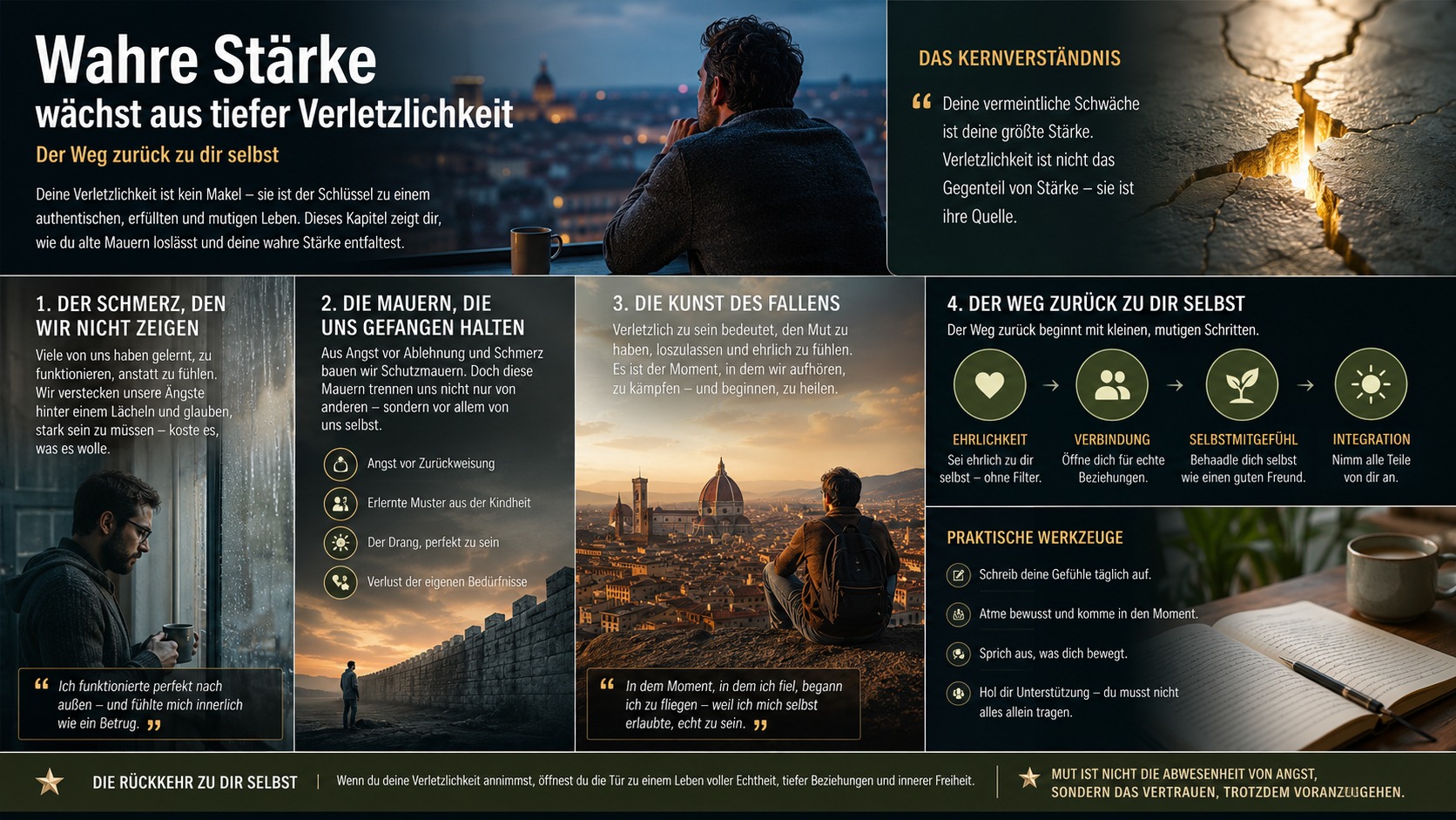 Infografik Wahre Stärke wächst aus tiefer Verletzlichkeit