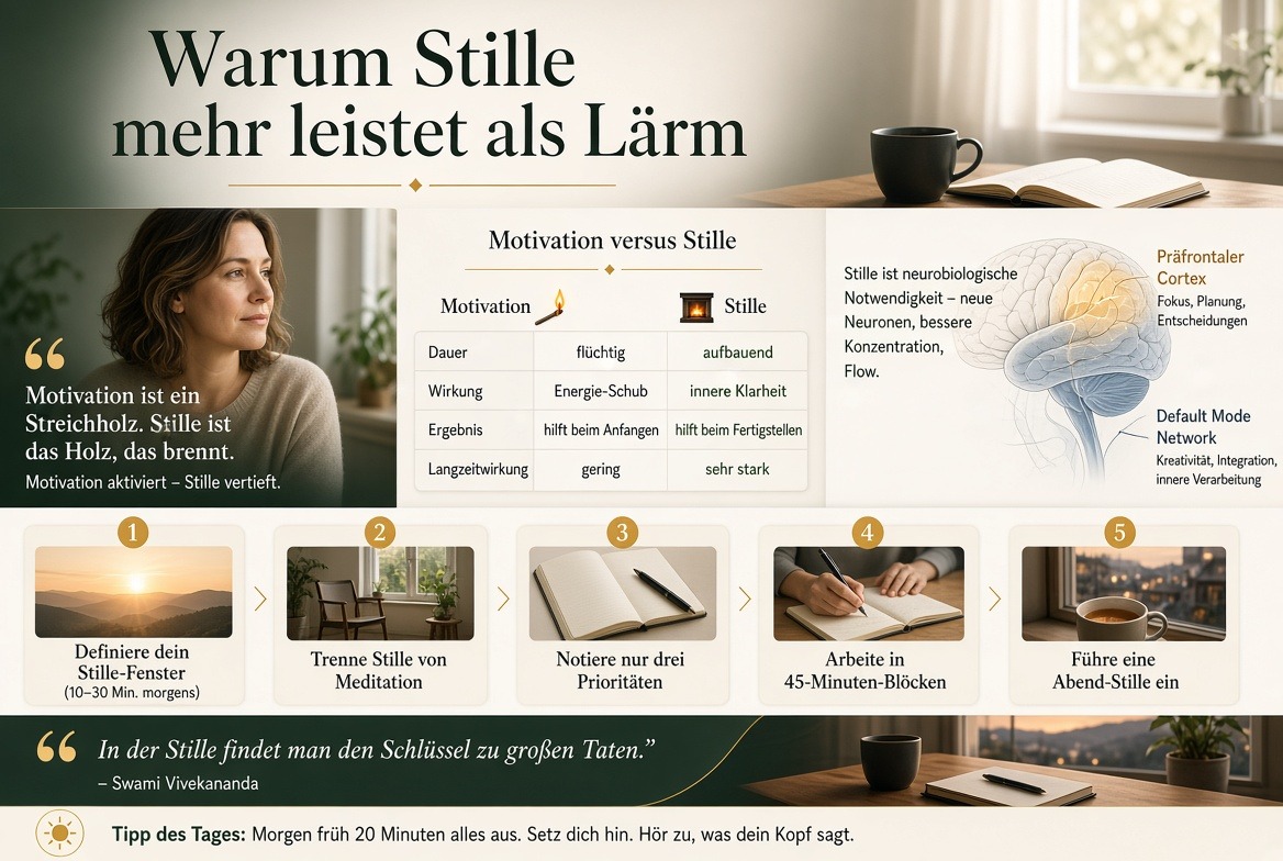 Infografik Warum Stille mehr leistet als Lärm