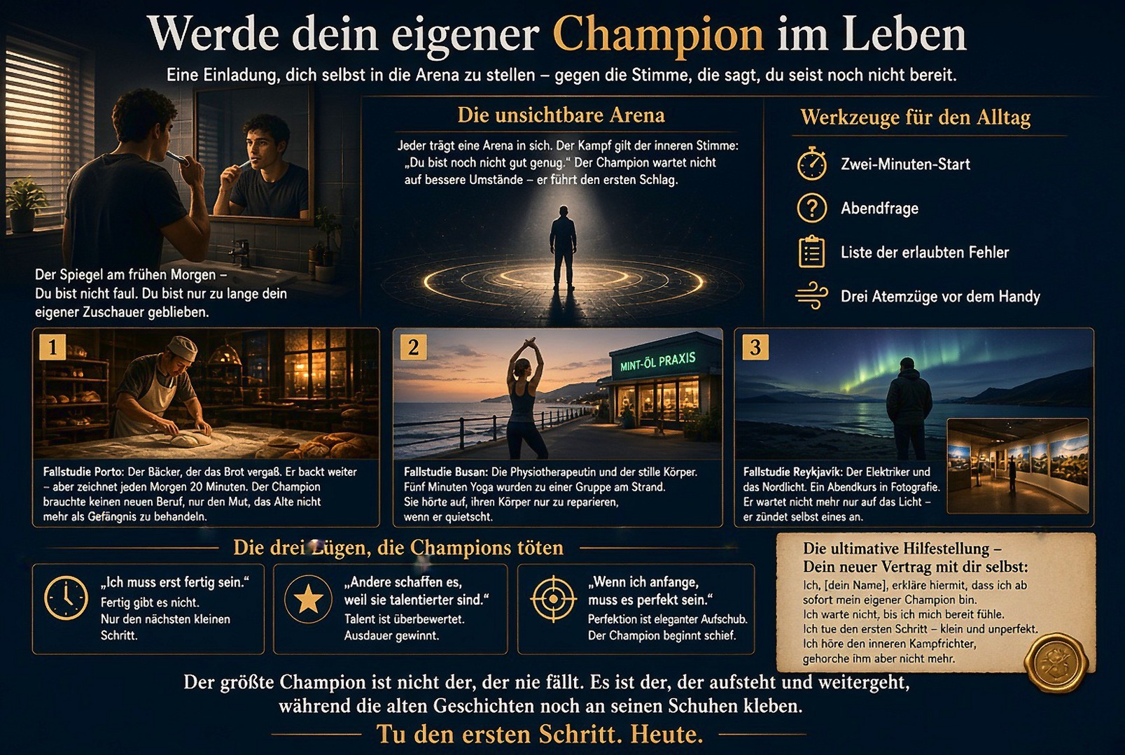 ´Infografik Werde dein eigener Champion im Leben