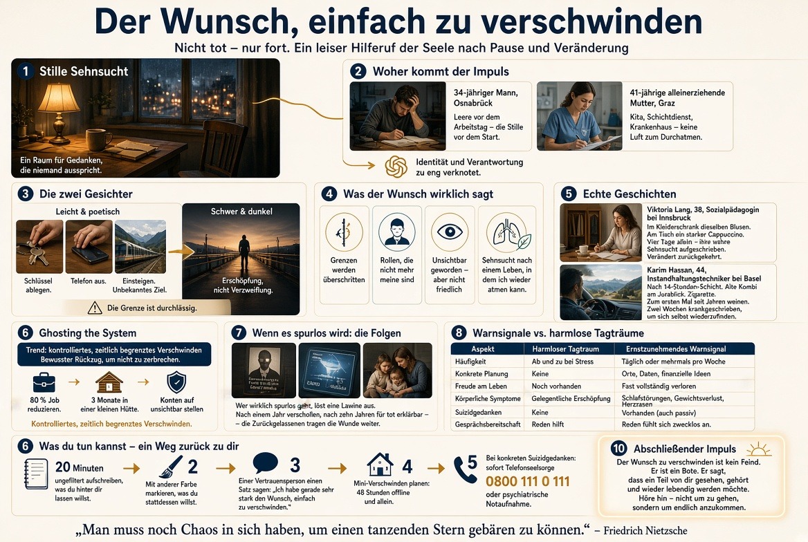 Infografik Der Wunsch, einfach zu verschwinden Infografik Der Wunsch, einfach zu verschwinden