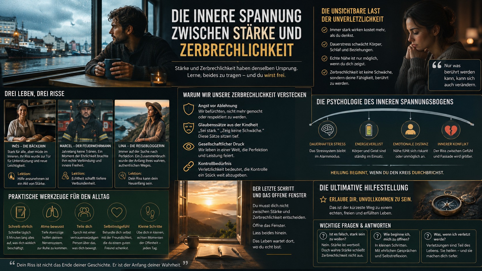 Infografik Die innere Spannung zwischen Stärke und Zerbrechlichkeit Infografik Die innere Spannung zwischen Stärke und Zerbrechlichkeit
