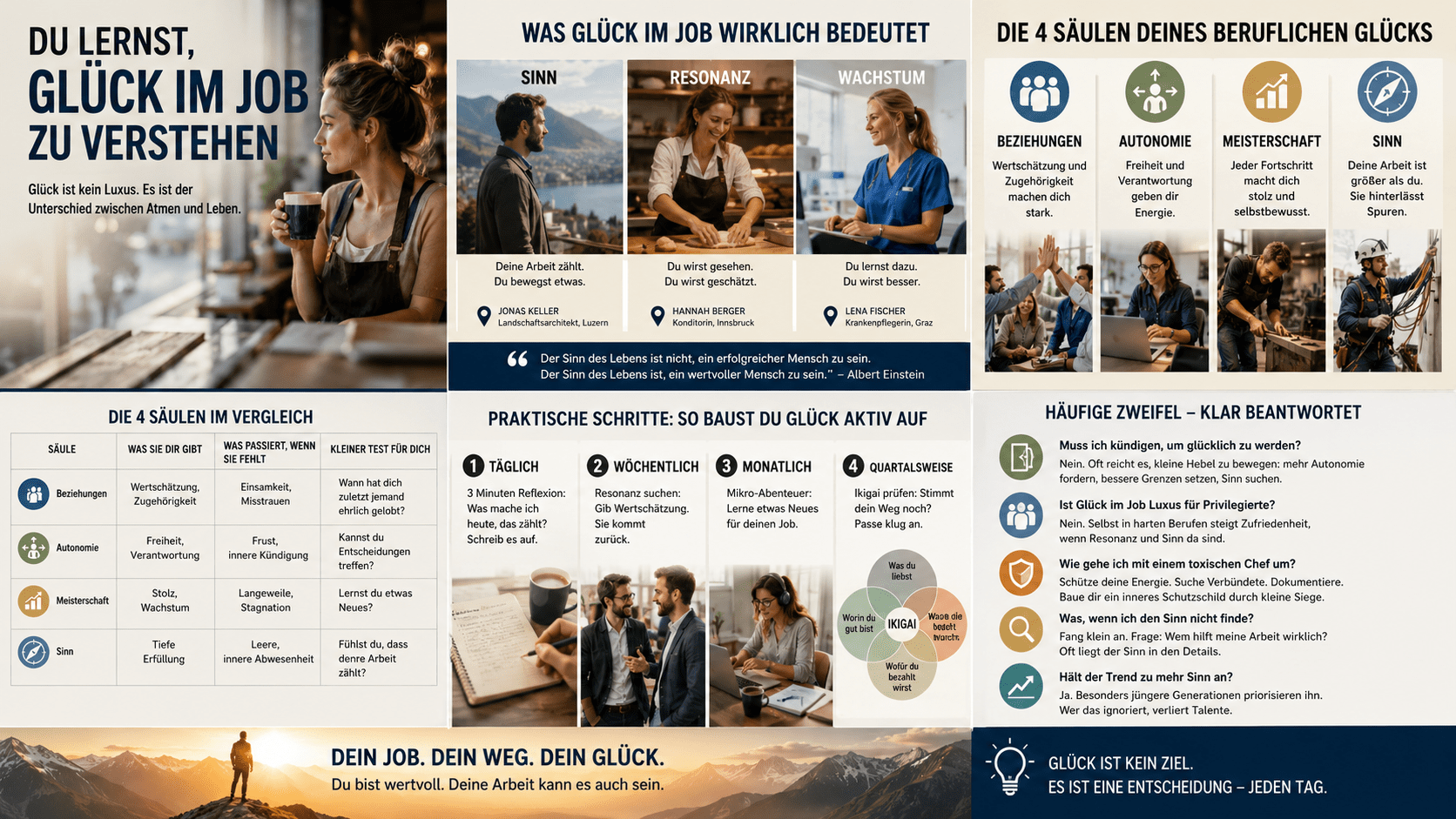 Infografik Du lernst, Glück im Job zu verstehen