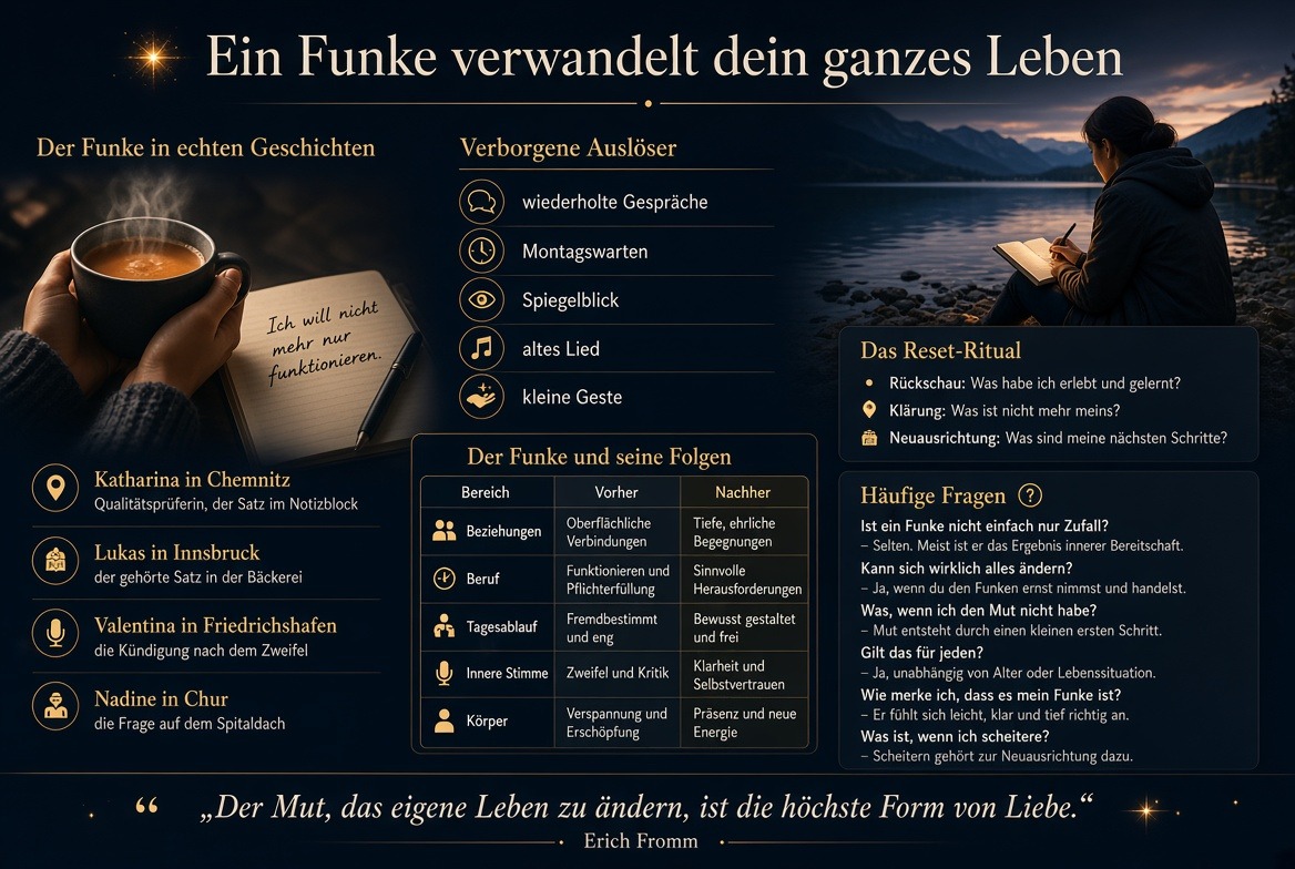Infografik Ein Funke verwandelt dein ganzes Leben. Infografik Ein Funke verwandelt dein ganzes Leben.