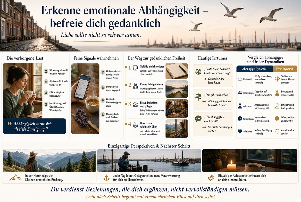 Infografik Erkenne emotionale Abhängigkeit – befreie dich gedanklich. Infografik Erkenne emotionale Abhängigkeit – befreie dich gedanklich.