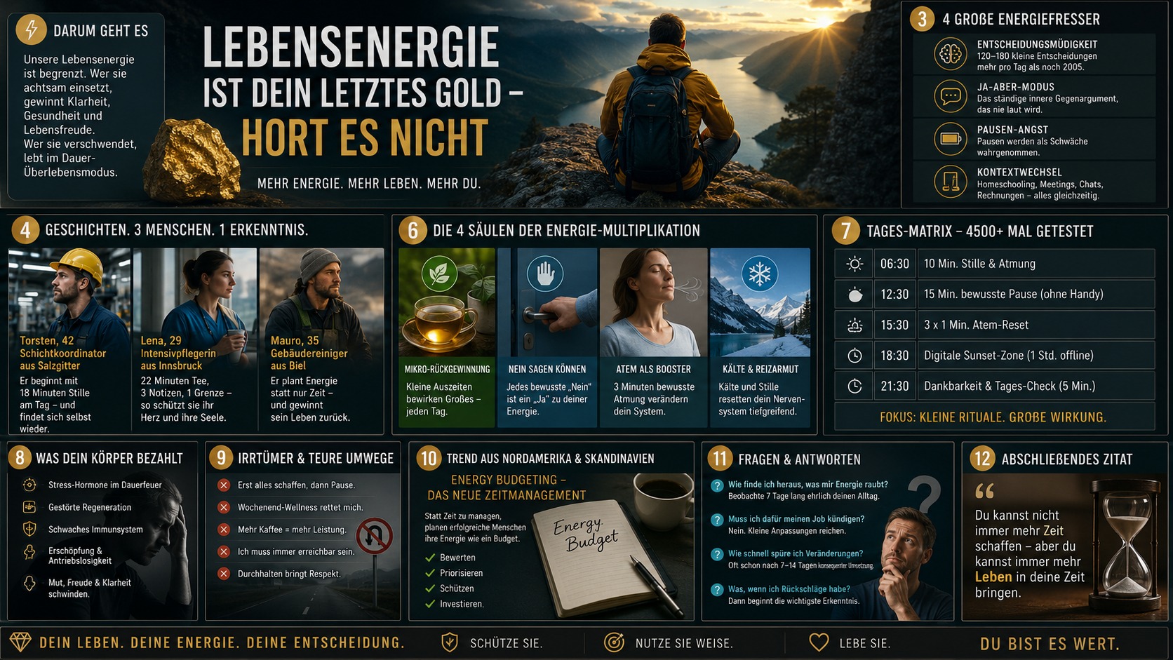 Infografik Lebensenergie ist dein letztes Gold – hort es nicht