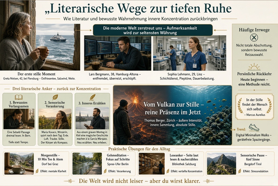 Infografik Literarische Wege zur tiefen Ruhe Infografik Literarische Wege zur tiefen Ruhe