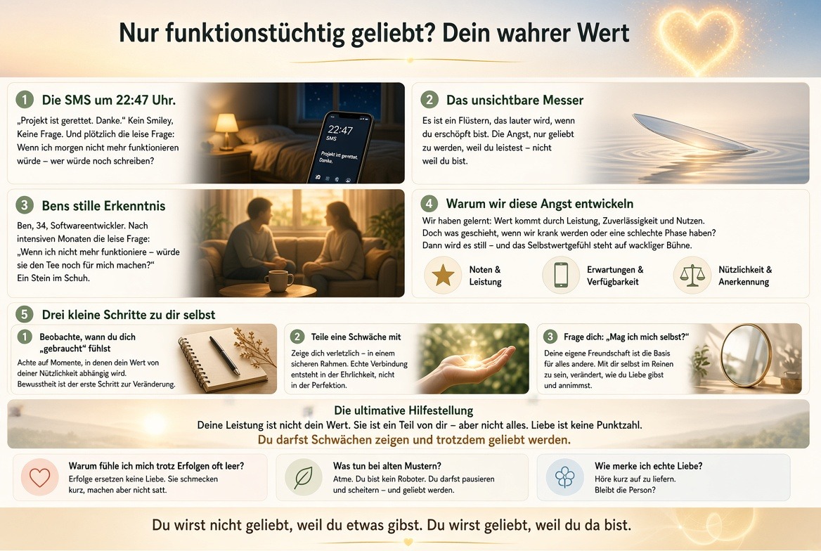 Infografik Nur funktionstüchtig geliebt Dein wahrer Wert Infografik Nur funktionstüchtig geliebt Dein wahrer Wert