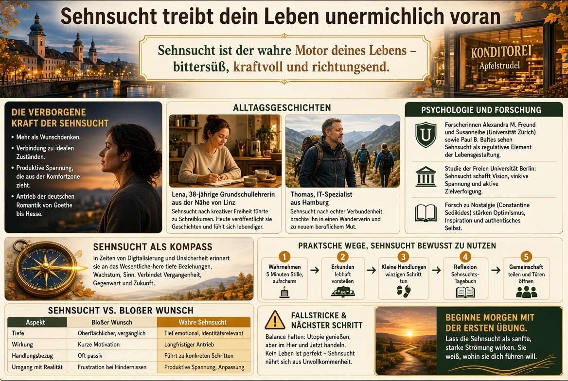 Infografik Sehnsucht treibt dein Leben unermüdlich voran