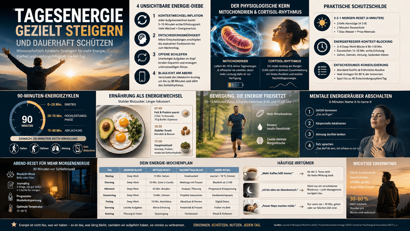 Infografik Tagesenergie gezielt steigern und dauerhaft schützen Infografik Tagesenergie gezielt steigern und dauerhaft schützen