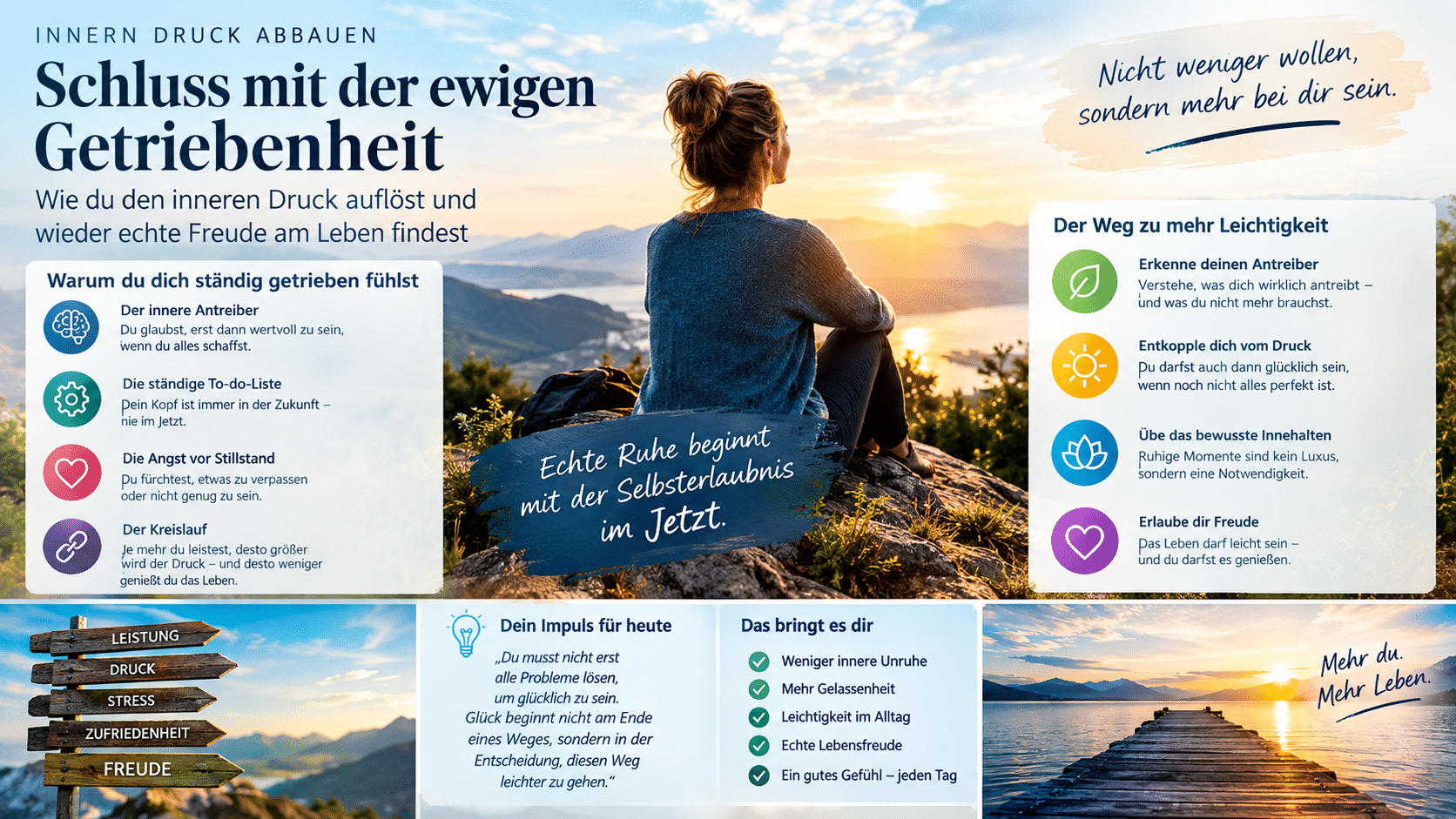 Infografik Schluss mit der ewigen Getriebenheit Infografik Schluss mit der ewigen Getriebenheit
