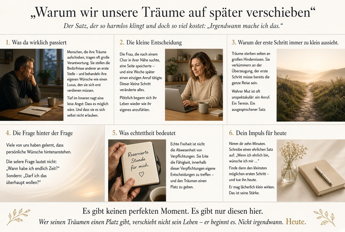 Infografik Warum wir unsere Träume auf später verschieben Infografik Warum wir unsere Träume auf später verschieben