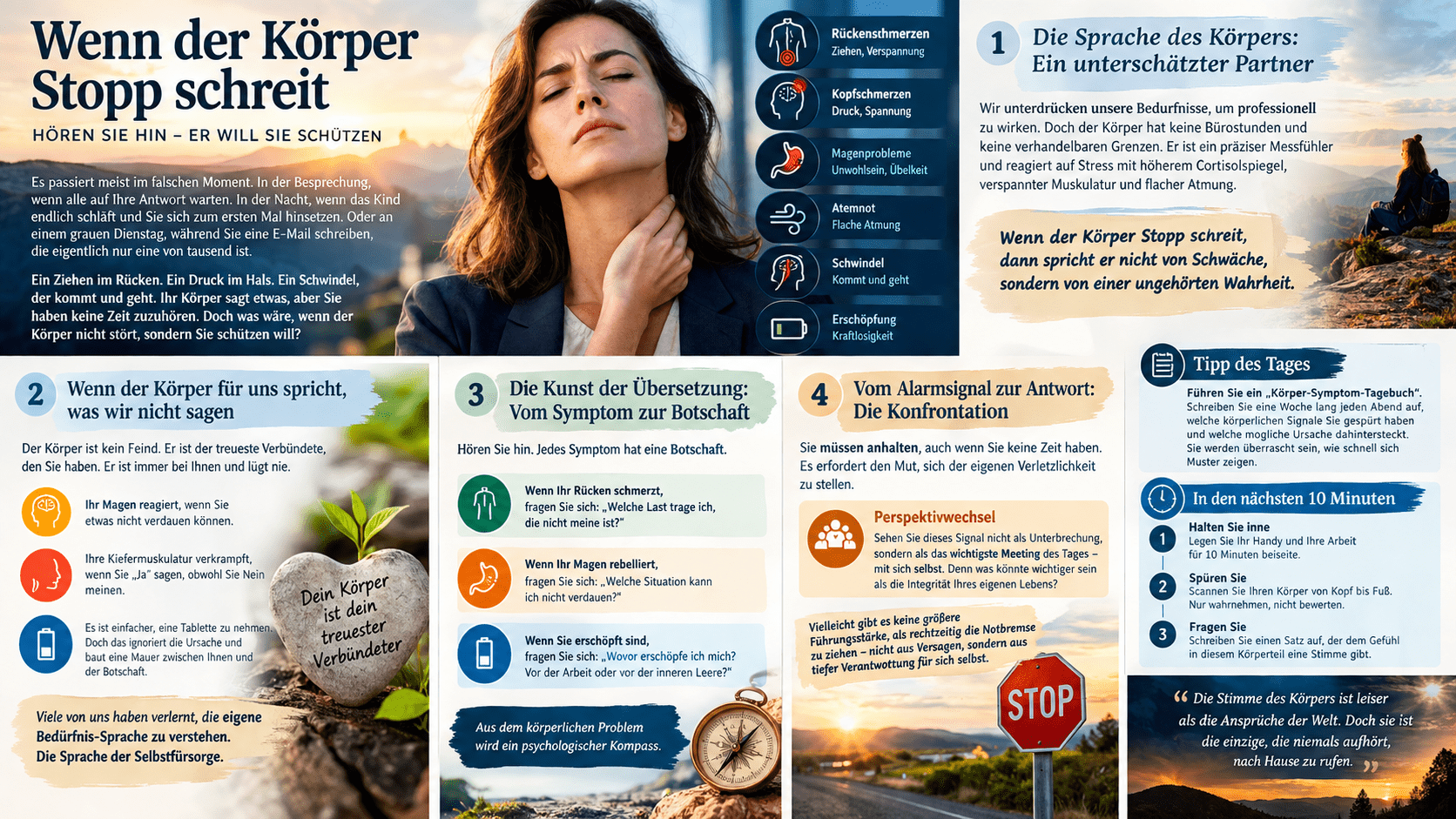 Infografik Wenn der Körper Stopp schreit Infografik Wenn der Körper Stopp schreit