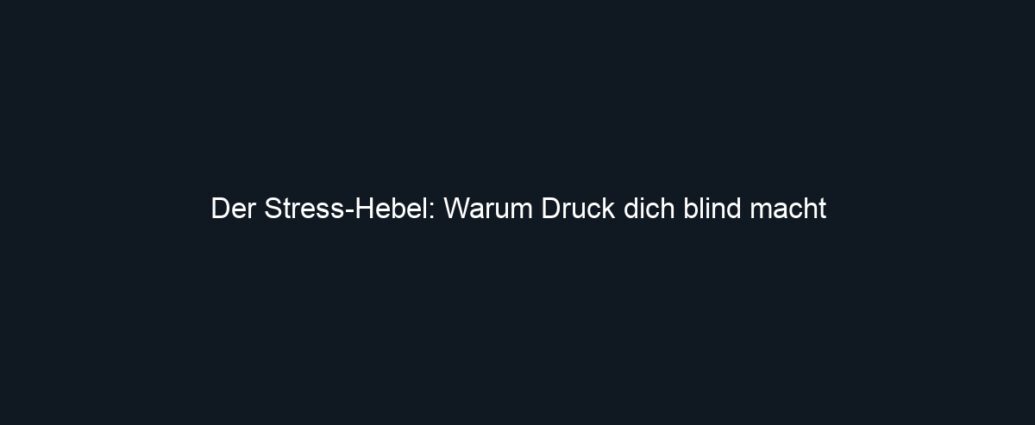 Der Stress Hebel: Warum Druck dich blind macht