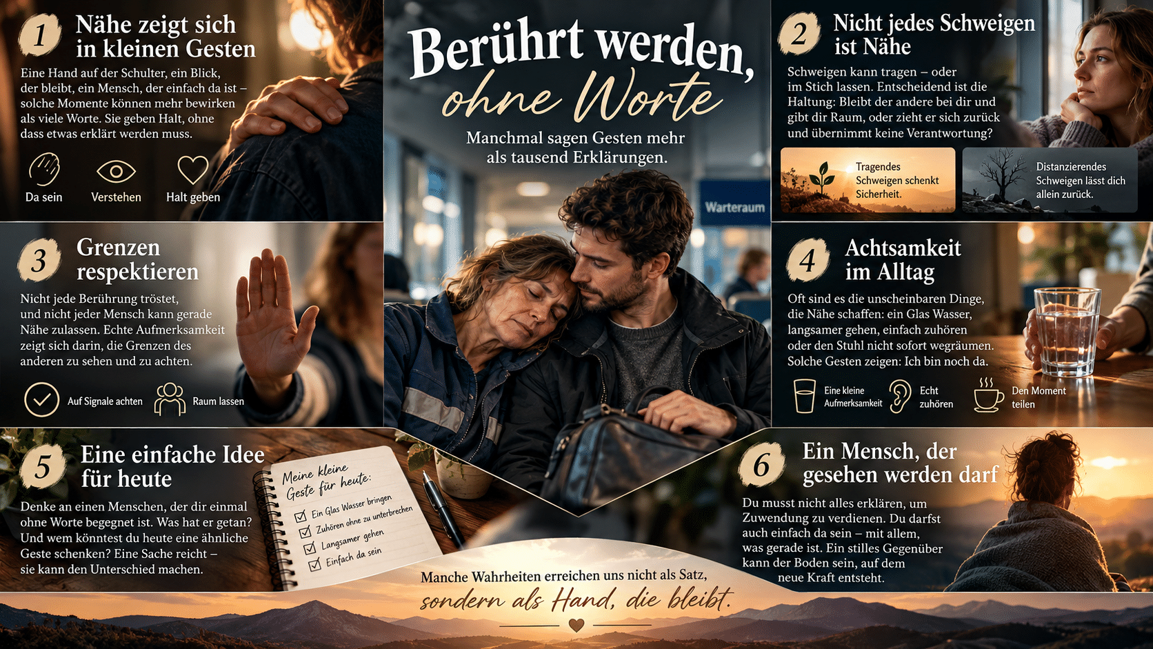 Berührung ohne Worte Stille Nähe