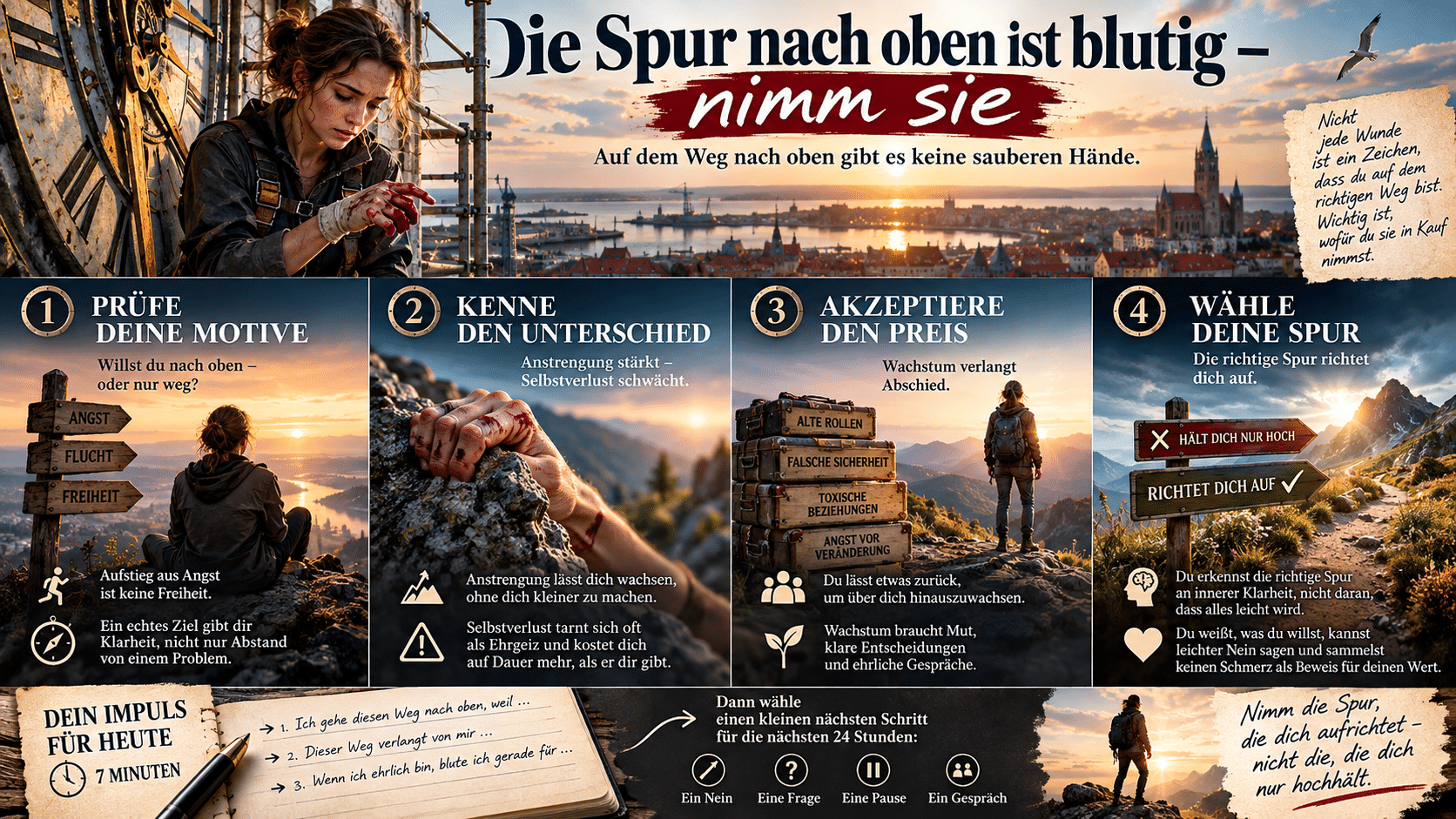 Die Spur nach oben is blutig