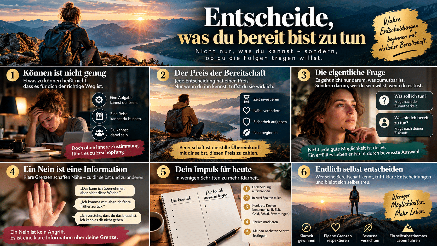 Entscheide, was du bereit bist zu tun