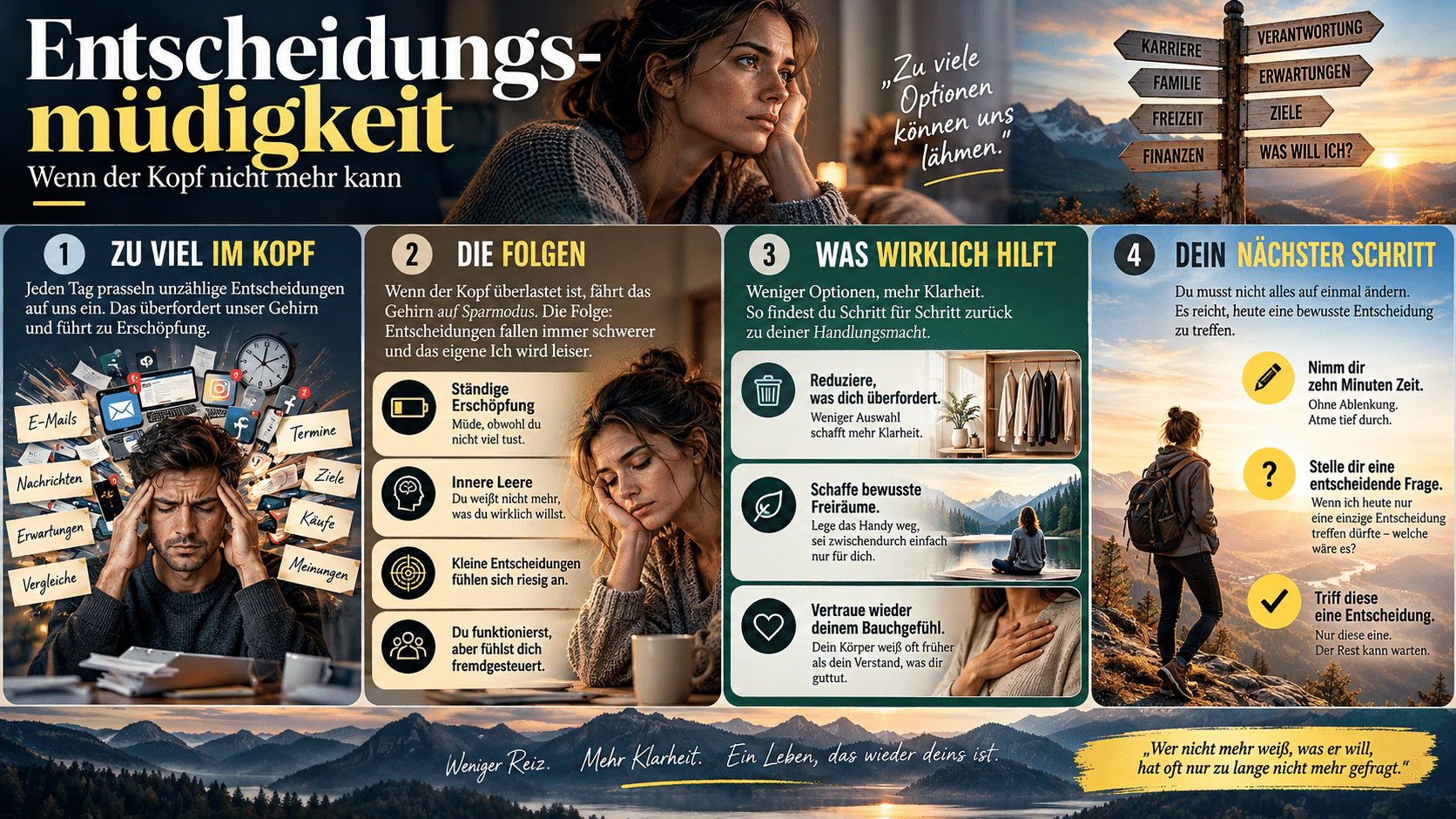 Entscheidungsmüdigkeit Weniger Reiz, mehr Klarheit