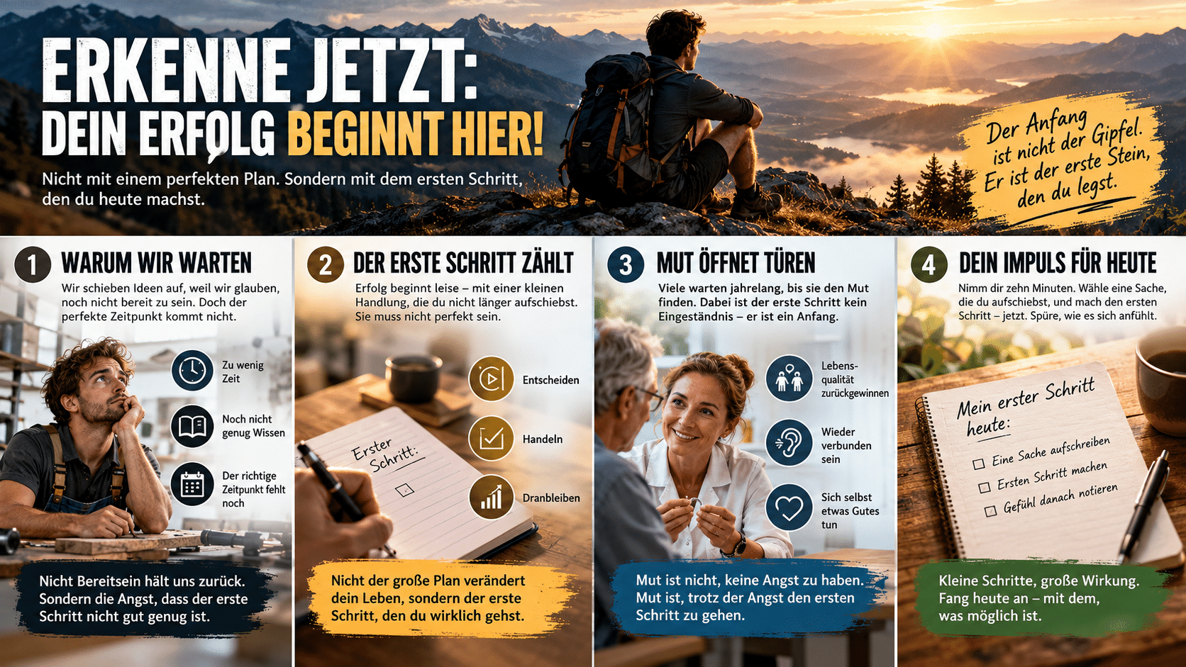 Erfolg beginnt hier Der erste Schritt