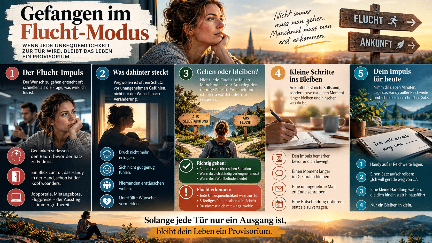 Flucht Modus Wege zur Ankunft