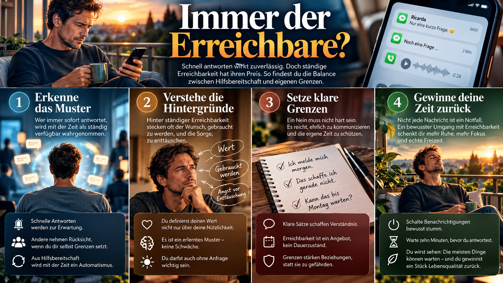 Immer erreichbar Zeit für Balance