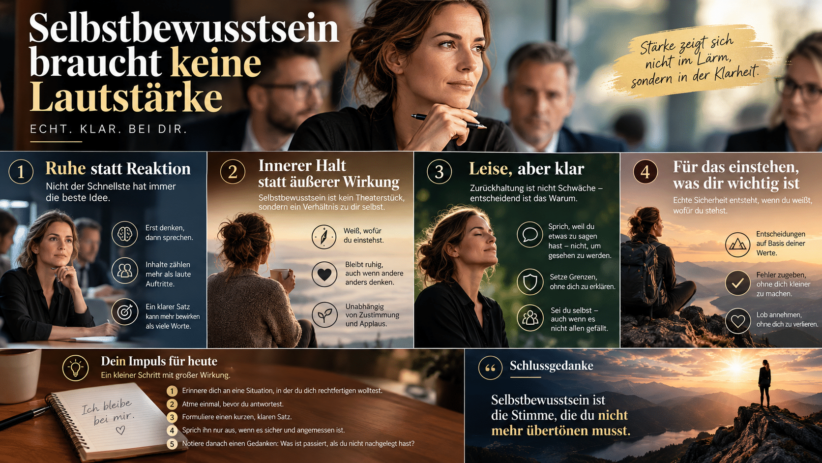Selbstbewusstsein in klaren Schritten