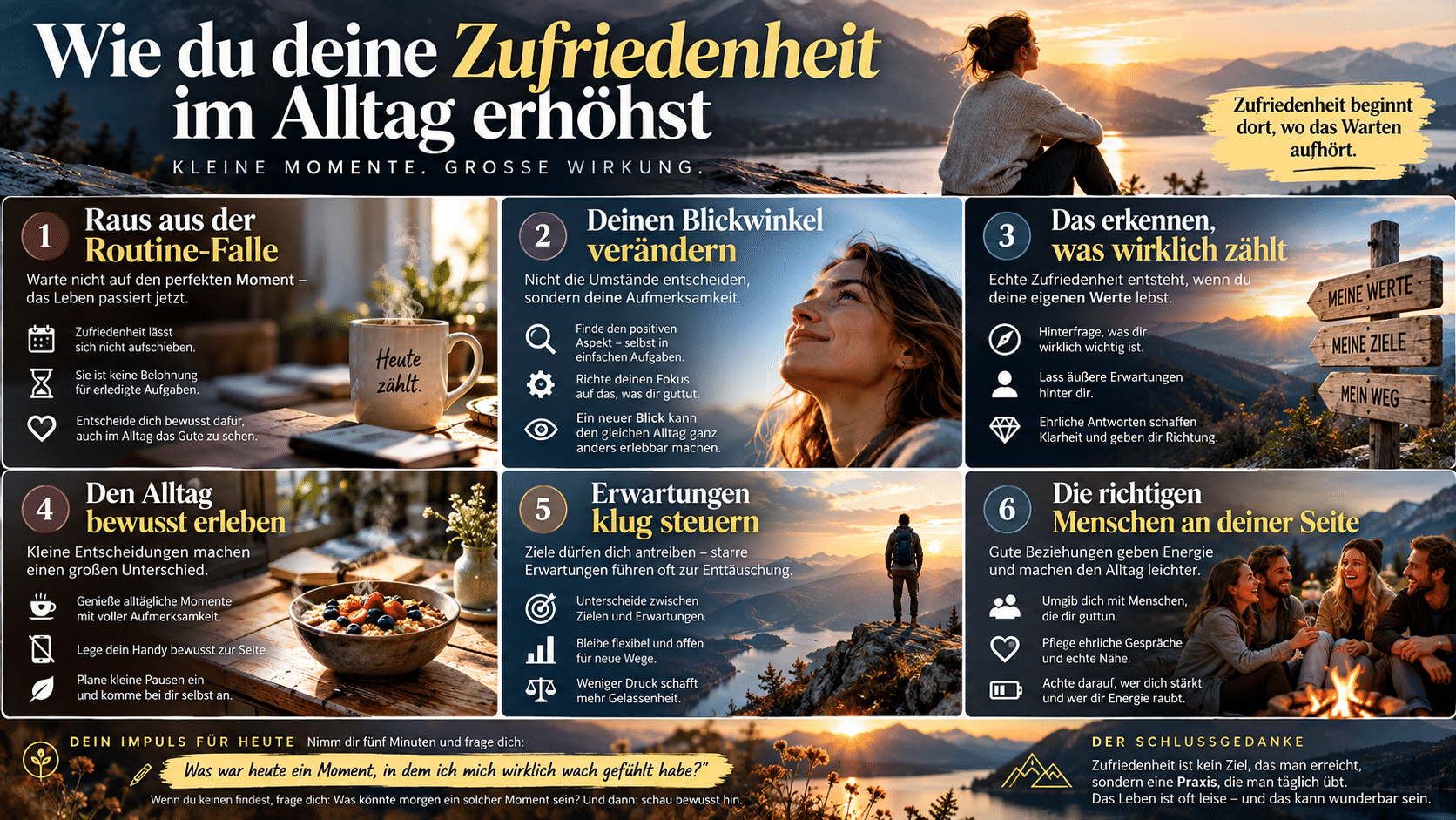 Zufriedenheit im Alltag Sechs Impulse